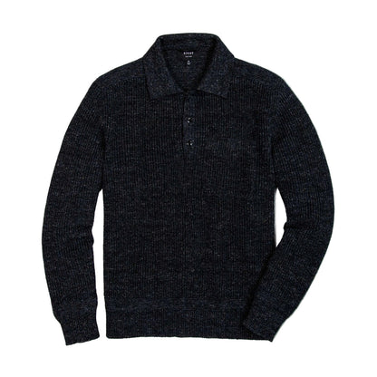 Porto Linen Cotton Sweater in Black Marl