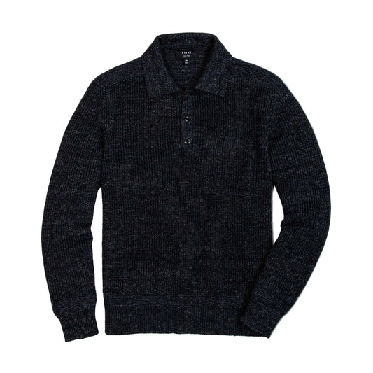 Porto Linen Cotton Sweater in Black Marl