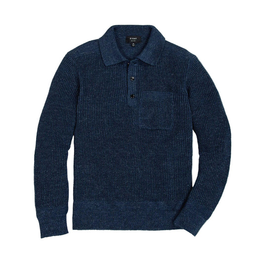 Porto Linen Cotton Sweater in Indigo