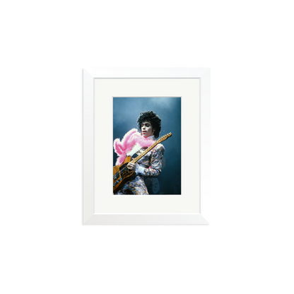 Prince in Los Angeles 1985 Framed Print White Small