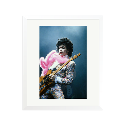 Prince in Los Angeles 1985 Framed Print White Large