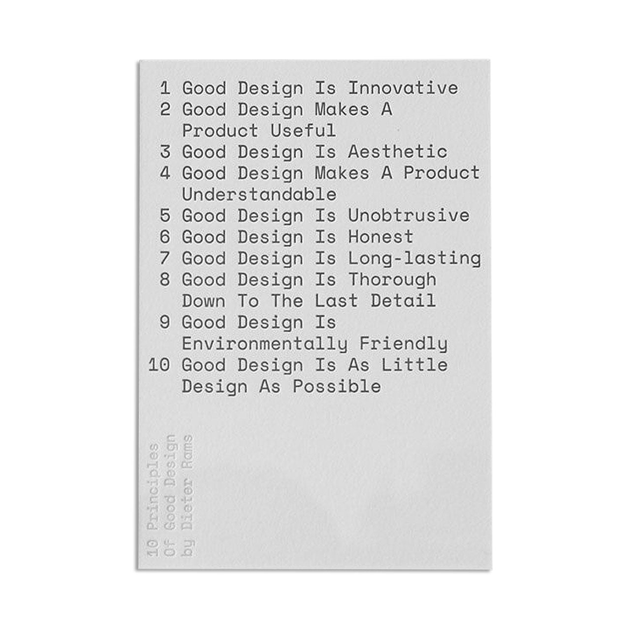 Dieter Rams 10 Principles of Good Design Letterpress Print