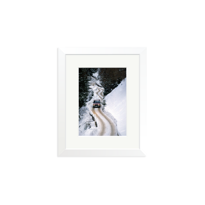 Range Rover Classic in the Alps Framed Print White Small