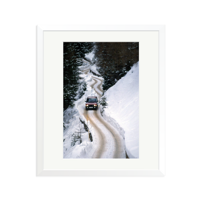 Range Rover Classic in the Alps Framed Print White Large