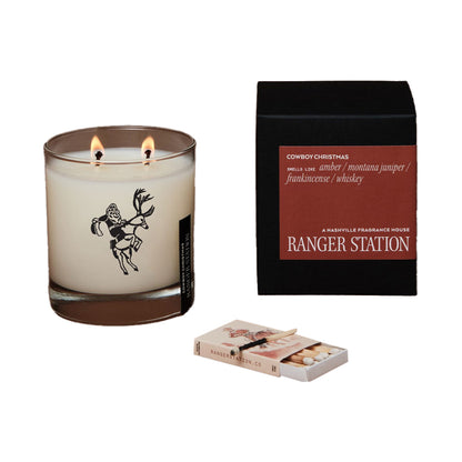 Ranger Station Cowboy Christmas Candle