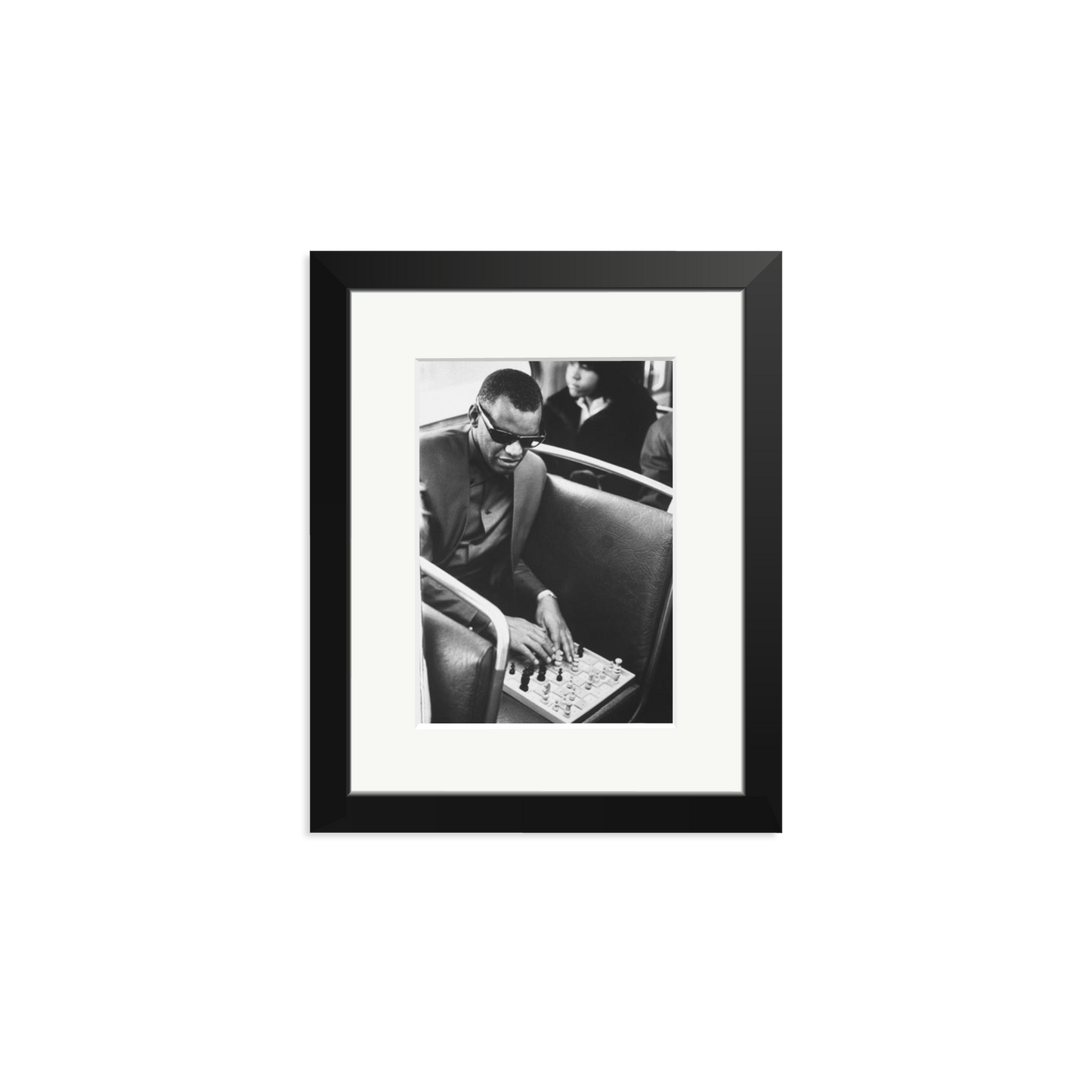 Ray Charles Playing Chess Framed Print Black Small