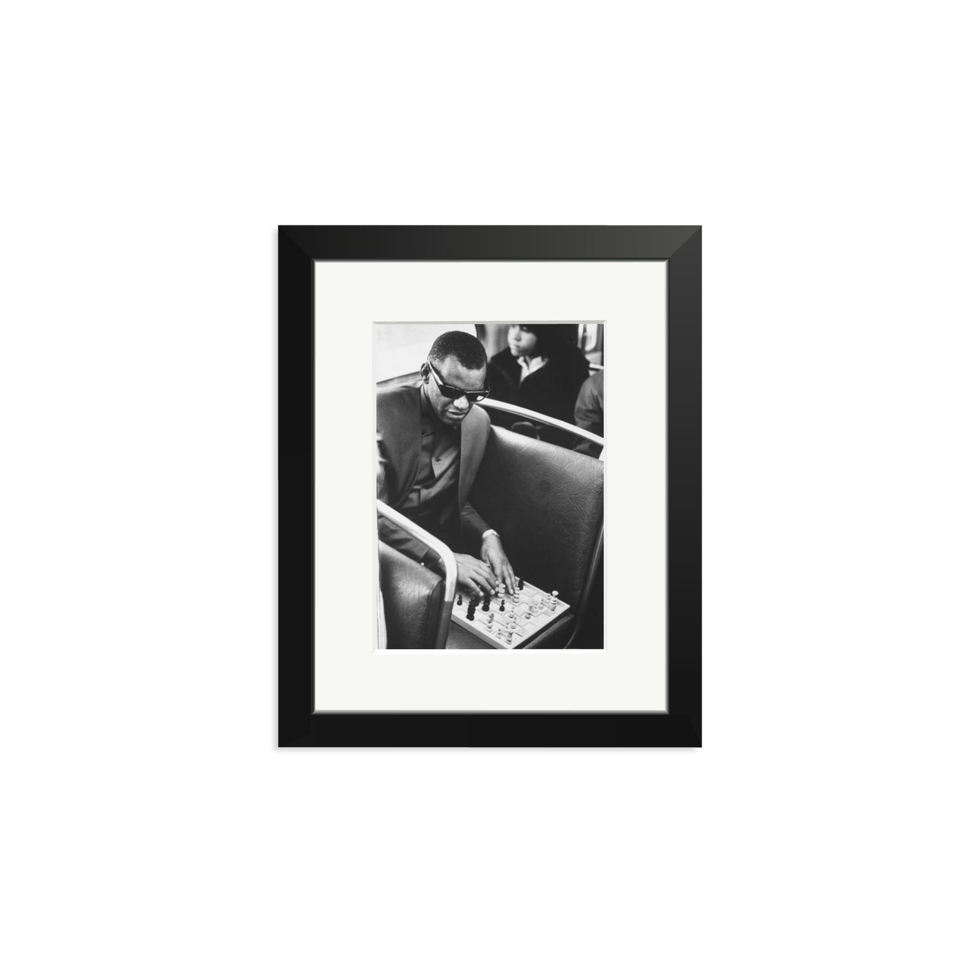 Ray Charles Playing Chess Framed Print Black Small