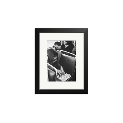Ray Charles Playing Chess Framed Print Black Small