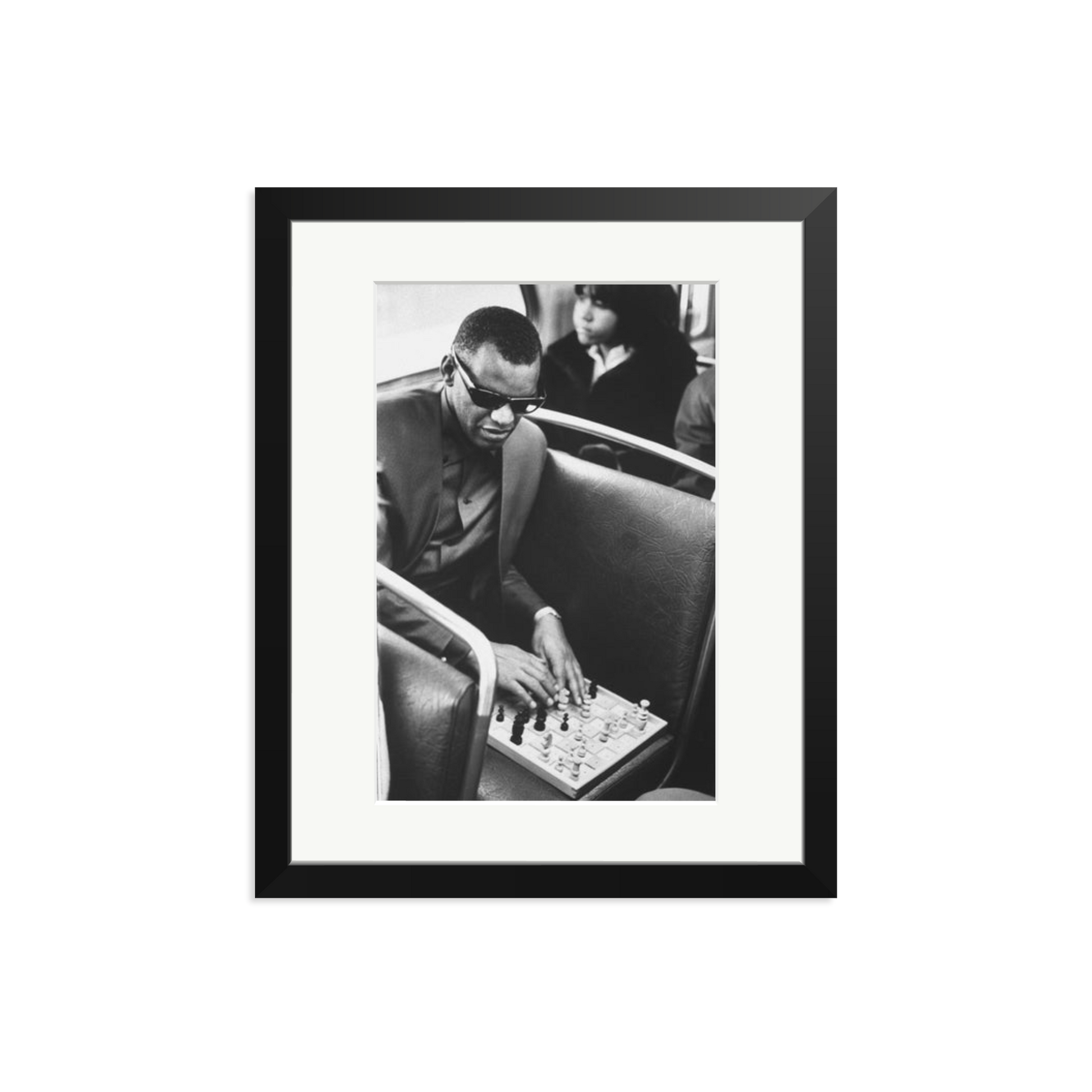 Ray Charles Playing Chess Framed Print Black Medium