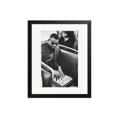 Ray Charles Playing Chess Framed Print Black Medium