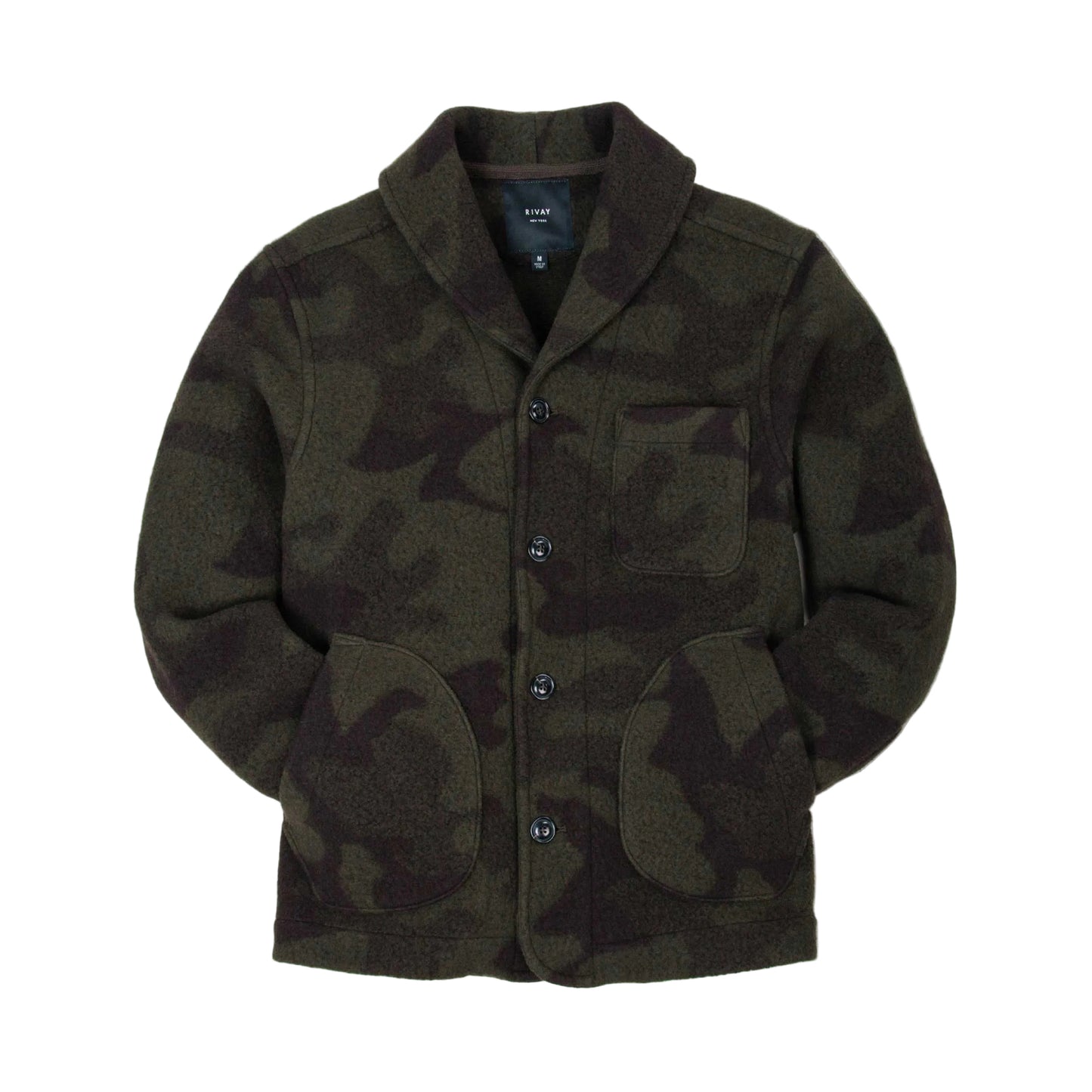 Rivay Hale Wool Cardigan in Olive Camouflage