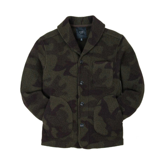 Rivay Hale Wool Cardigan in Olive Camouflage