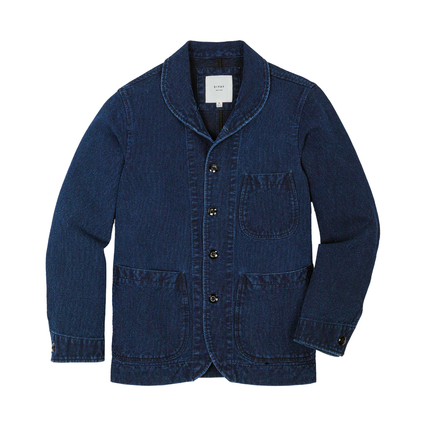 Cliff Indigo Dobby Shawl Jacket in Dark Wash