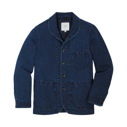 Cliff Indigo Dobby Shawl Jacket in Dark Wash