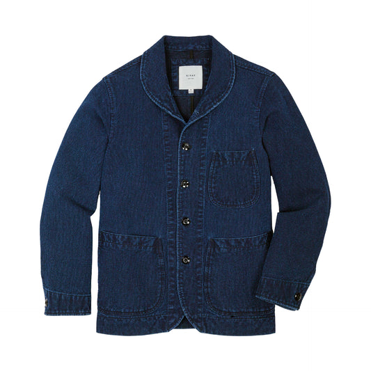 Cliff Indigo Dobby Shawl Jacket in Dark Wash