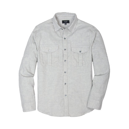 Rivay Cortina Brushed Cotton Camp Shirt in Light Grey