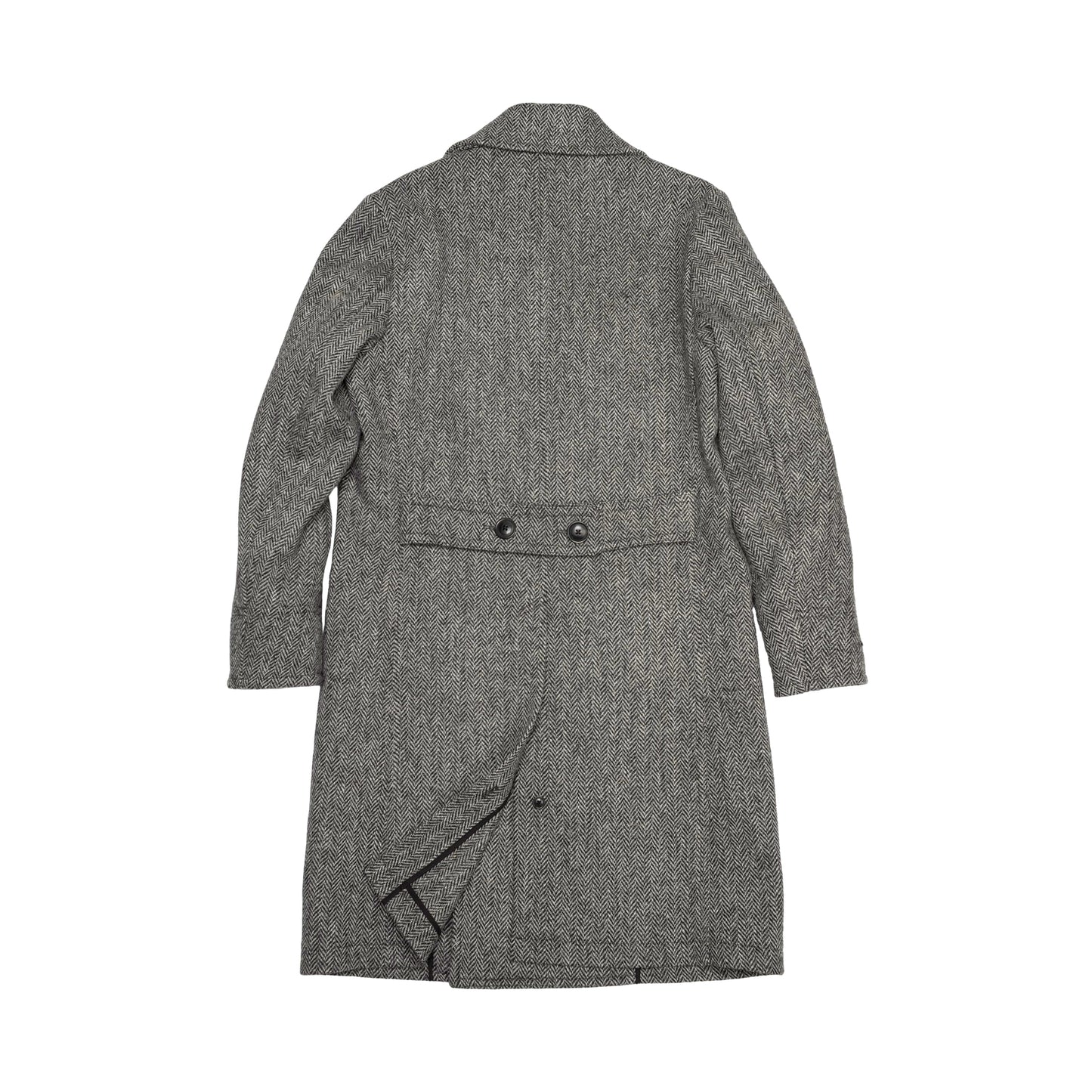 RIVAY Harris Tweed Herringbone Double Breasted Topcoat