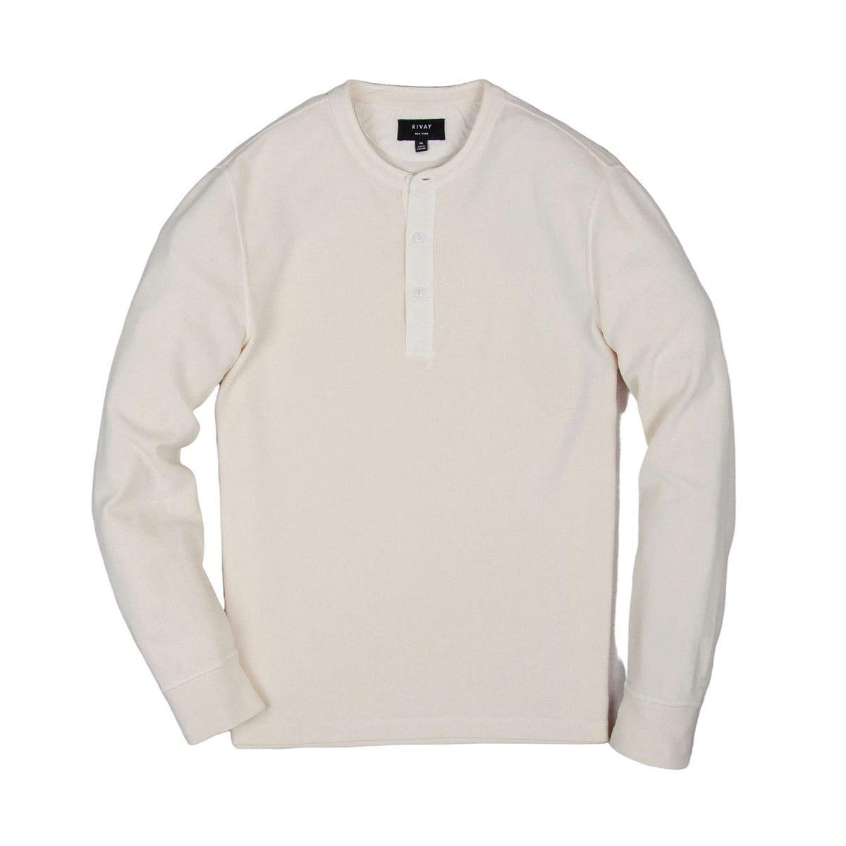Rivay Gibson Waffle Henley in Antique White