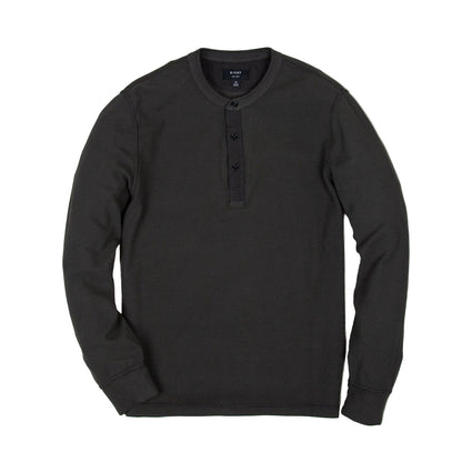 Rivay Gibson Waffle Henley in Vintage Black