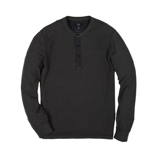 Rivay Gibson Waffle Henley in Vintage Black