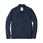 Rivay Japanese Cotton Herringbone Chore Jacket in Navy - Navy
