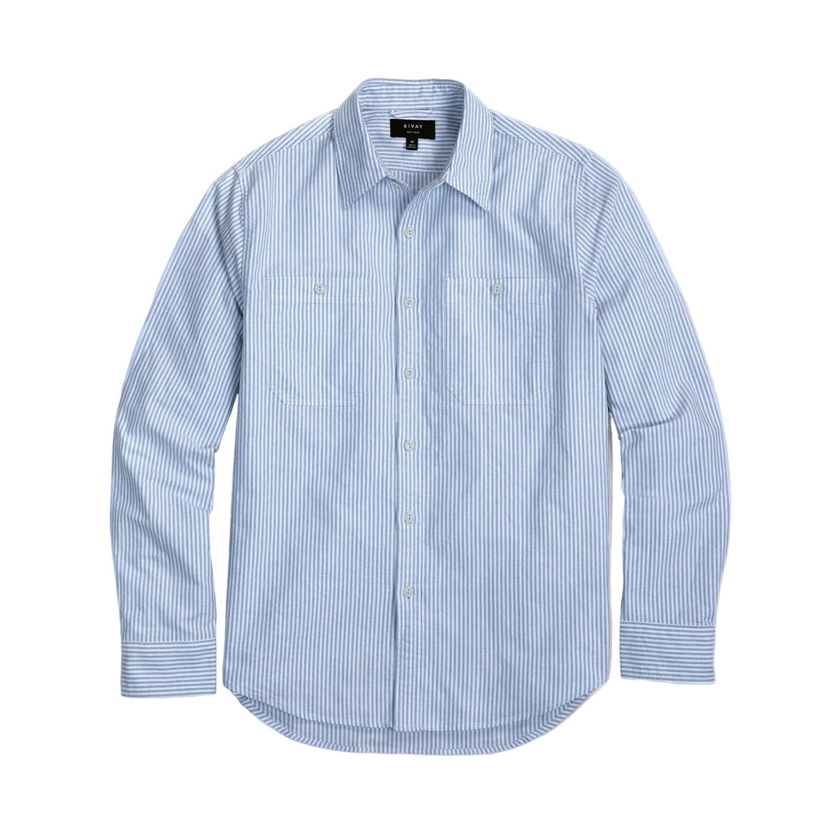 Rivay Bridges Oxford Workshirt in Classic Blue Stripe