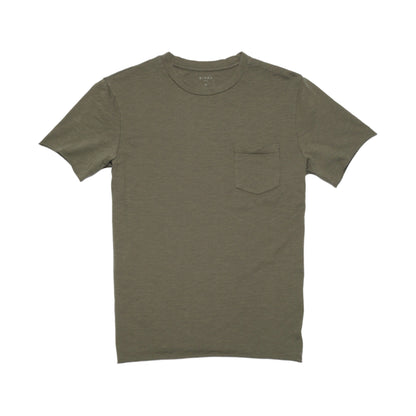 RIVAY Slub Cotton Pocket Tee in Olive