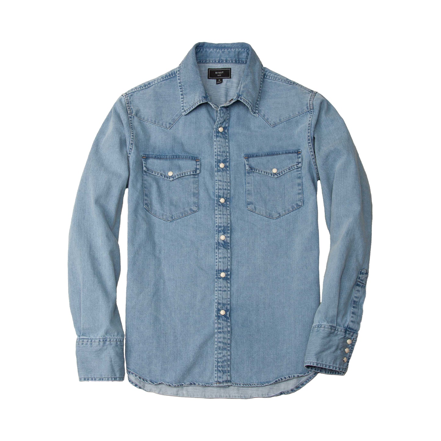 Rivay Wayne Denim Western Shirt in Light Wash