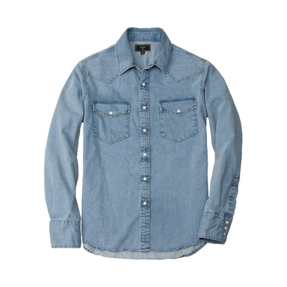 Rivay Wayne Denim Western Shirt in Light Wash