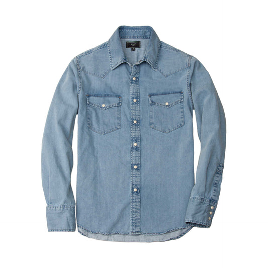 Rivay Wayne Denim Western Shirt in Light Wash