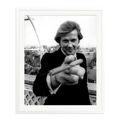 Roger Moore 1972 Bond Announcement Photo White XXL