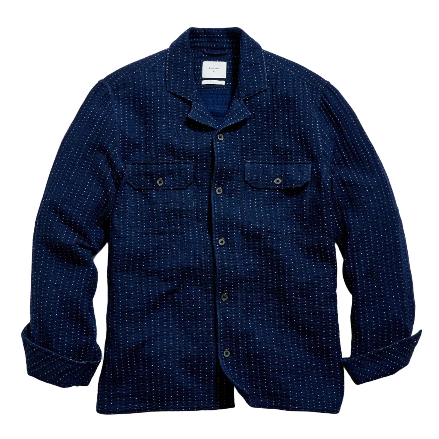 Billy Reid Pin Dot Dobby Two Pocket Overshirt Carbon Blue
