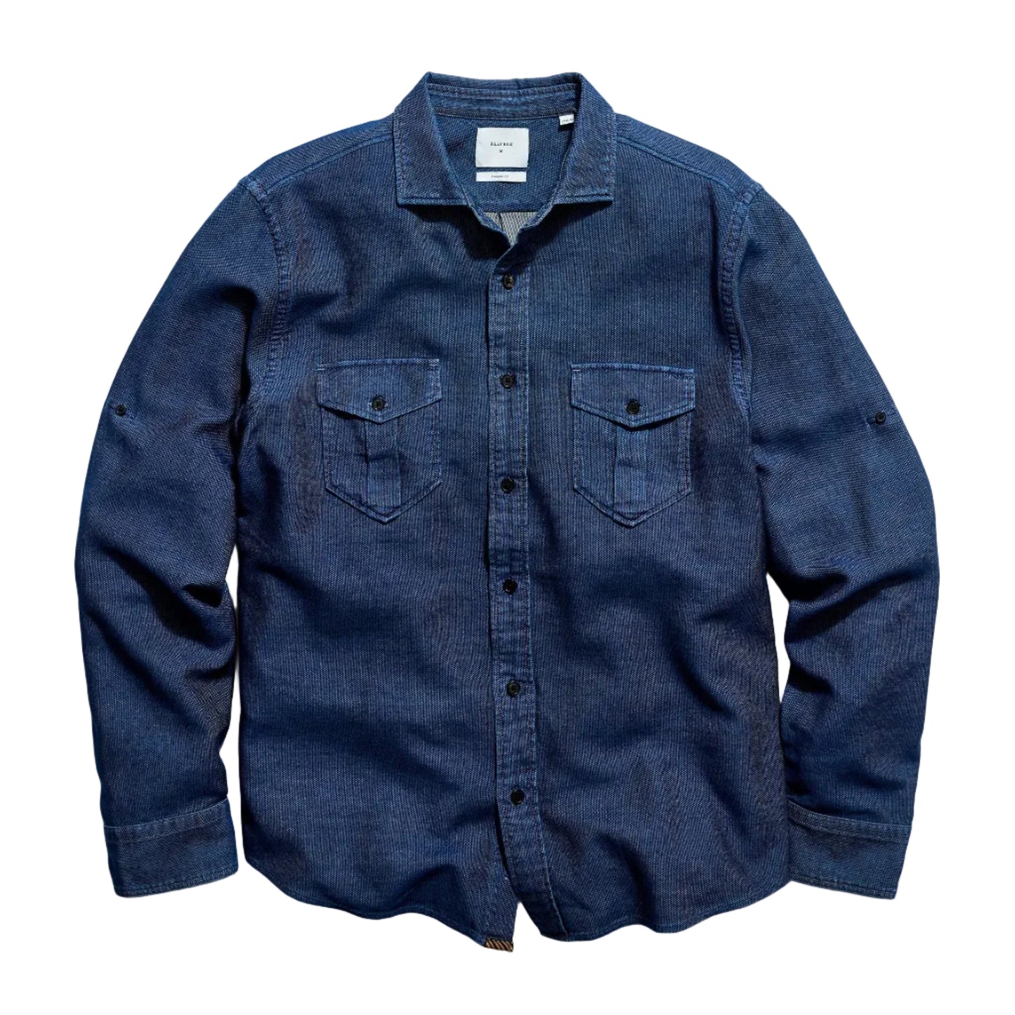 Billy Reid Cotton Dobby Scout Shirt Carbon Blue