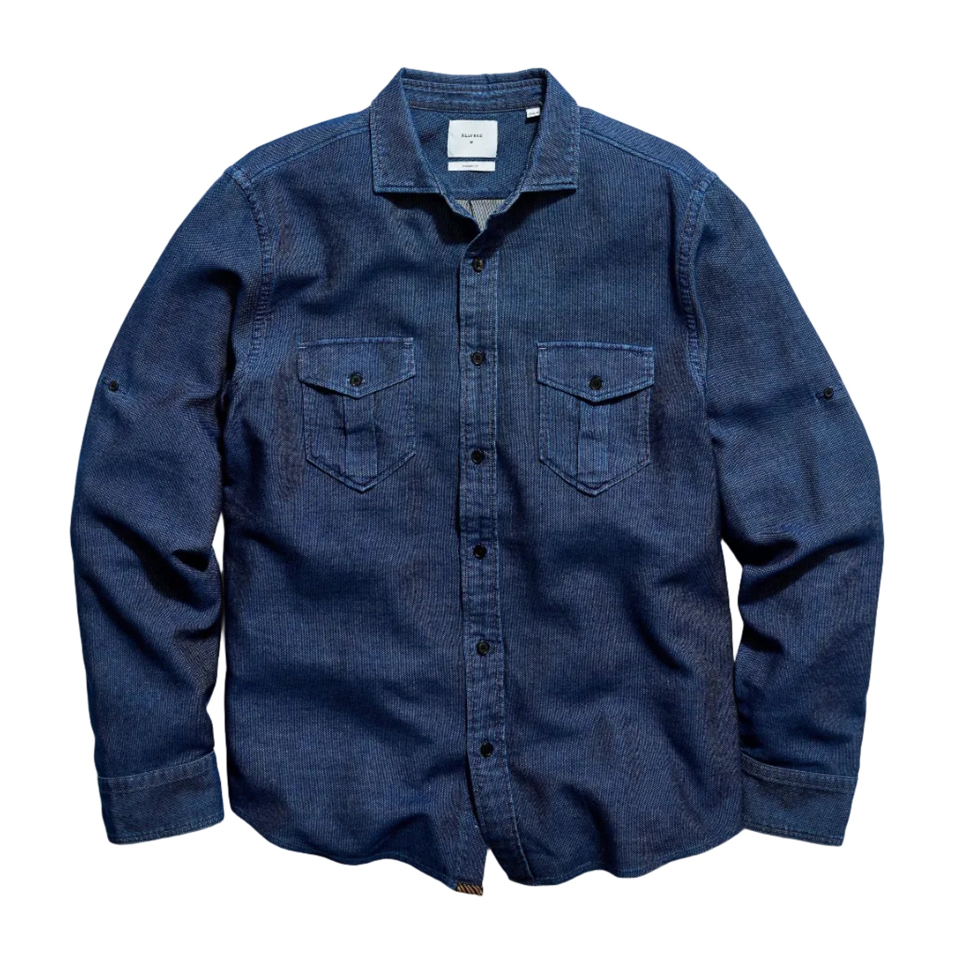 Billy Reid Cotton Dobby Scout Shirt Carbon Blue