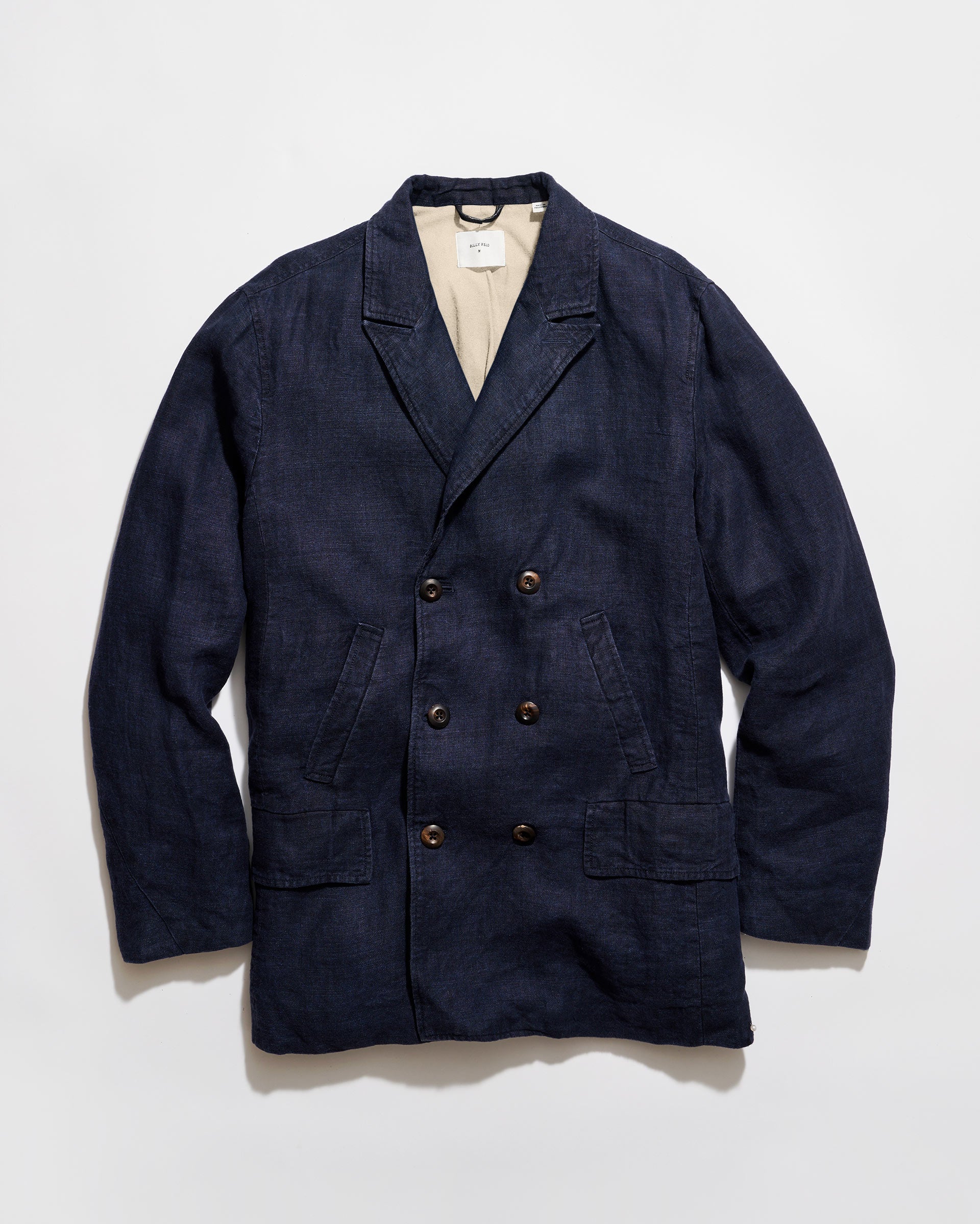Billy Reid Canvas Linen Bond Peacoat Navy