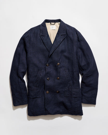 Billy Reid Canvas Linen Bond Peacoat Navy