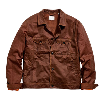 Billy Reid Waxed Herringbone Members Jacket Burnt Umber