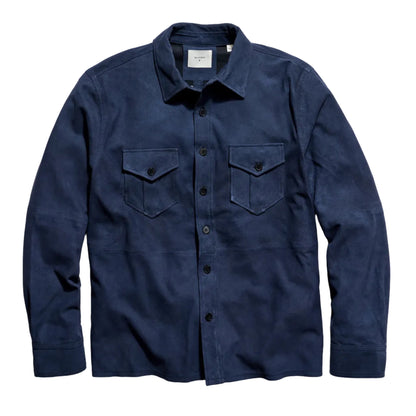 Billy Reid Suede Scout Shirt Estate Blue