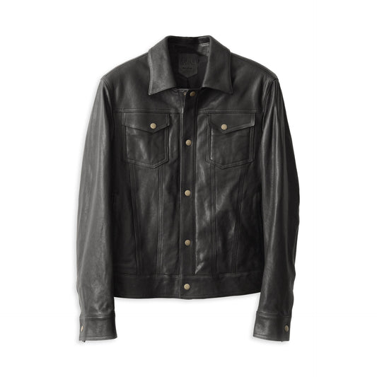 Savas Black Oiled Lamb Denham Jacket