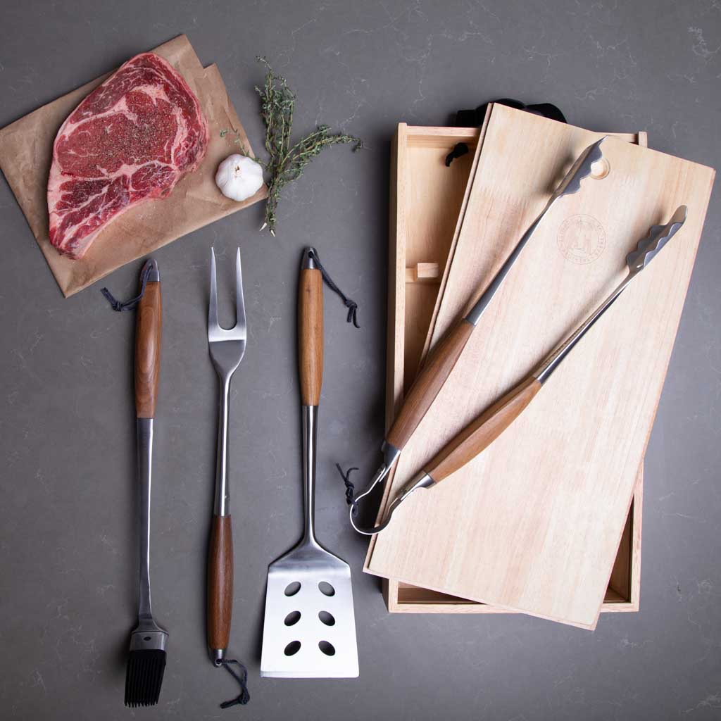 Teak Wood Grill Tool Set - Thumbnail 3