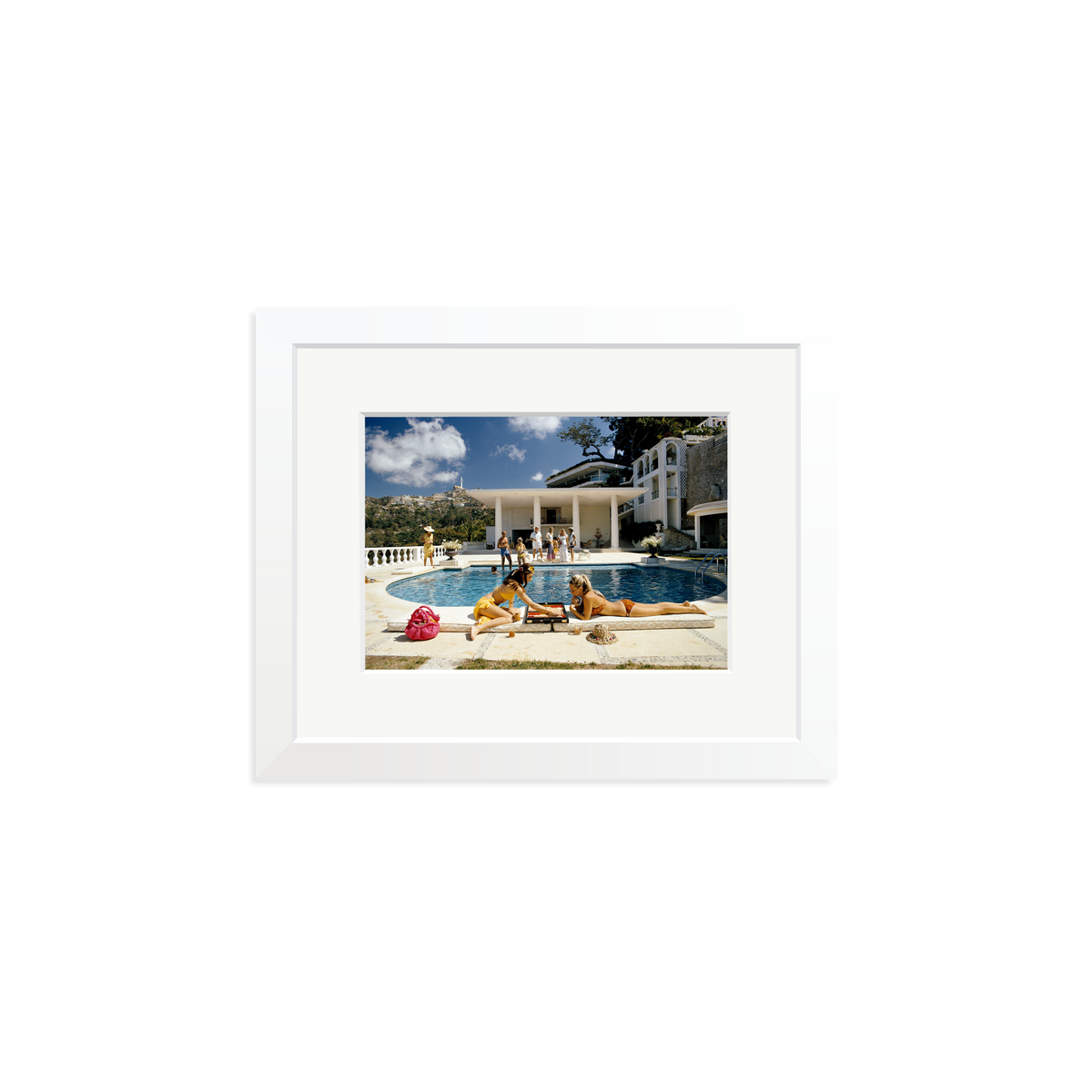 Slim Aarons 'Poolside Backgammon' White Small