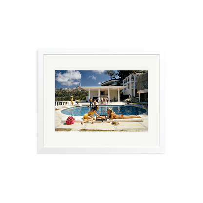 Slim Aarons 'Poolside Backgammon' White Medium