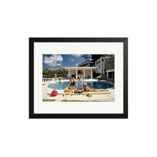 Slim Aarons 'Poolside Backgammon' Framed Print Black Medium