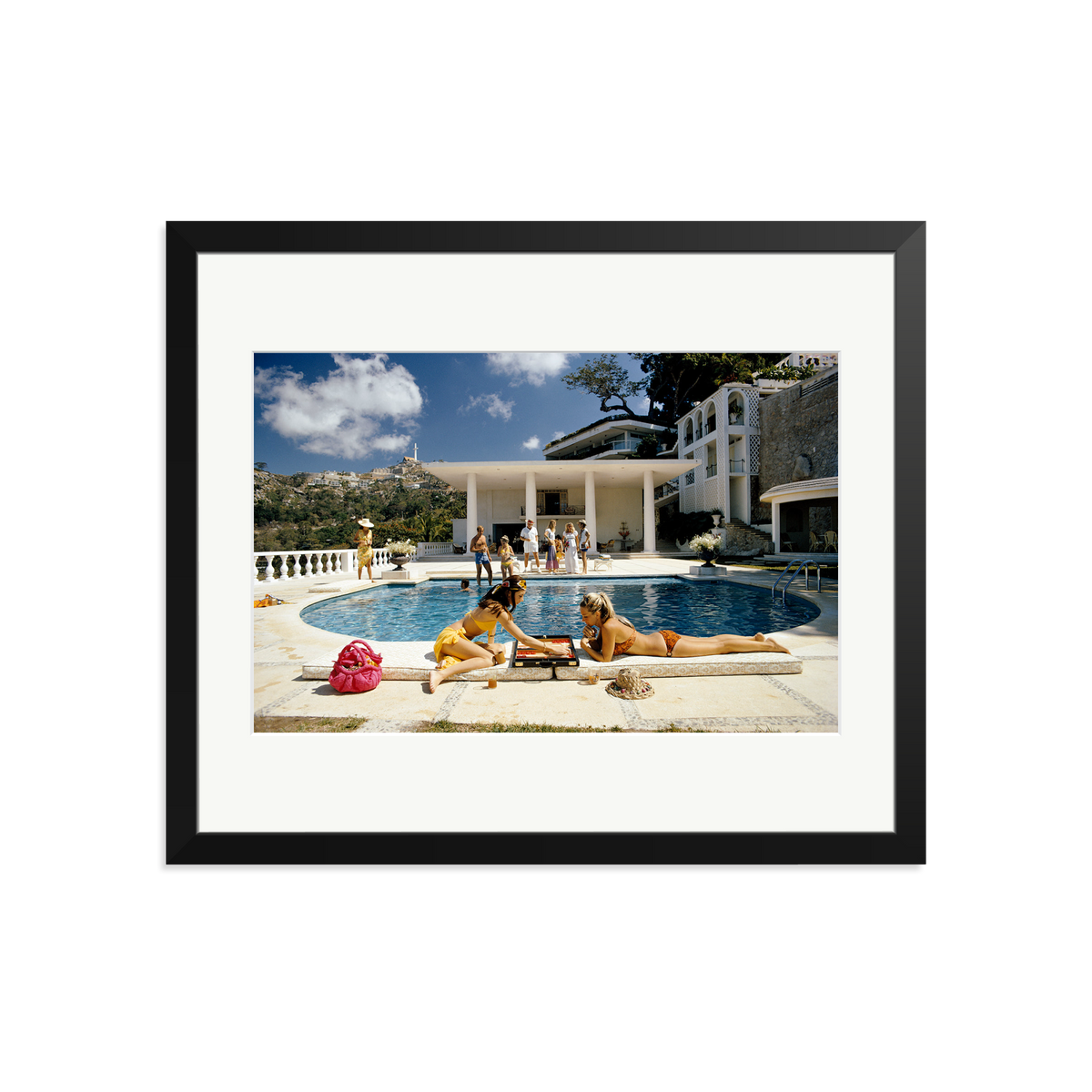 Slim Aarons 'Poolside Backgammon' Black Large