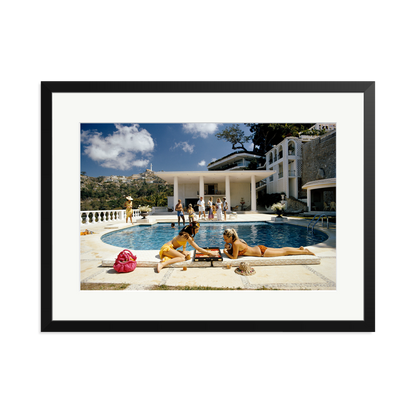 Slim Aarons 'Poolside Backgammon' Black XL
