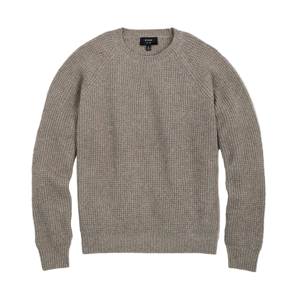 Rivay Sonny Waffle Sweater in Khaki Marl