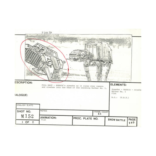 The Empire Strikes Back VFX Story Board Shot M152