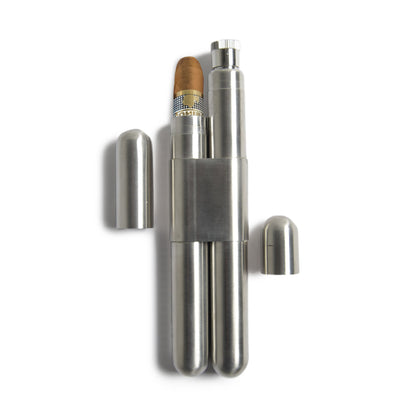Stainless Steel Cigar Holder & Flask