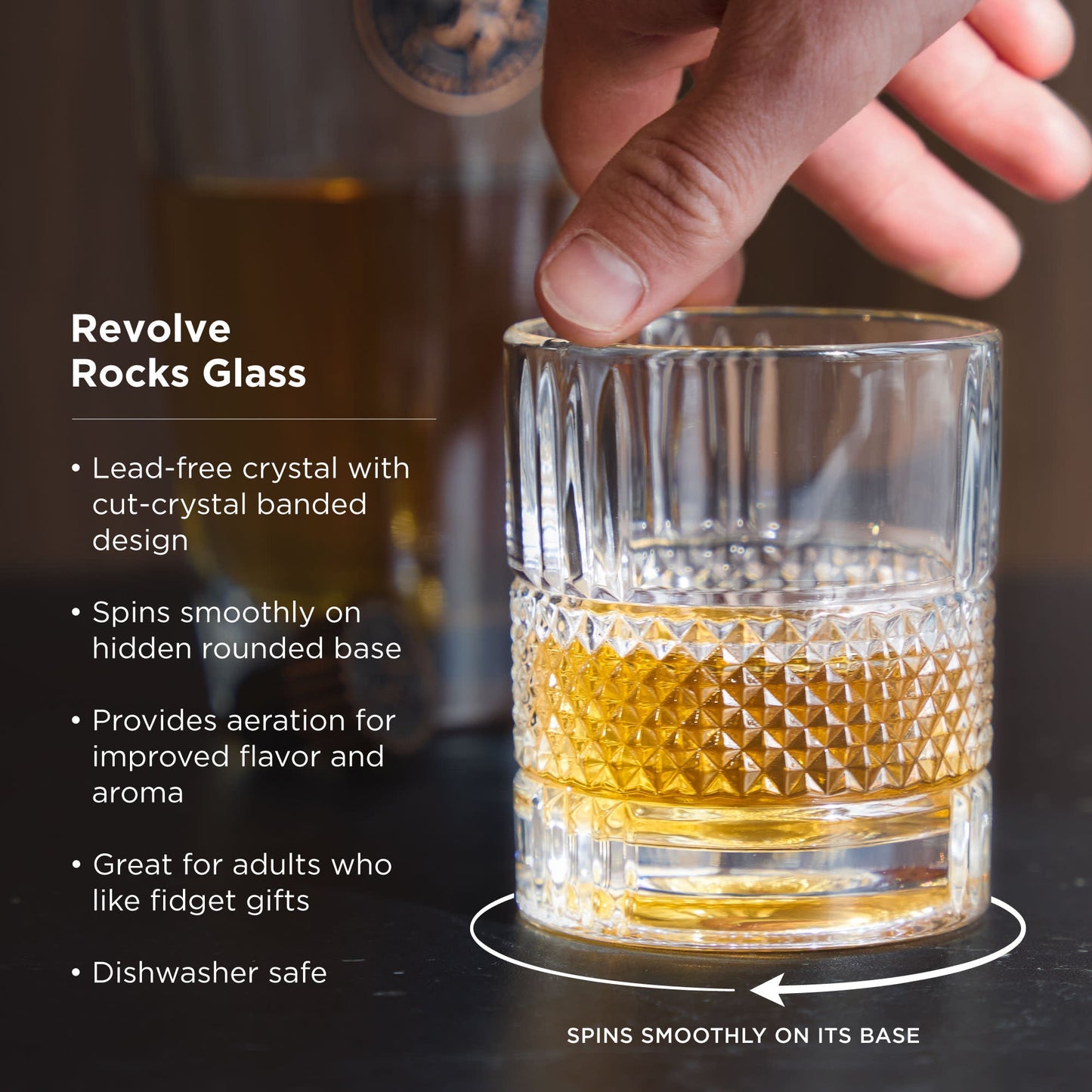 Revolve Crystal Spinning Whiskey Glass