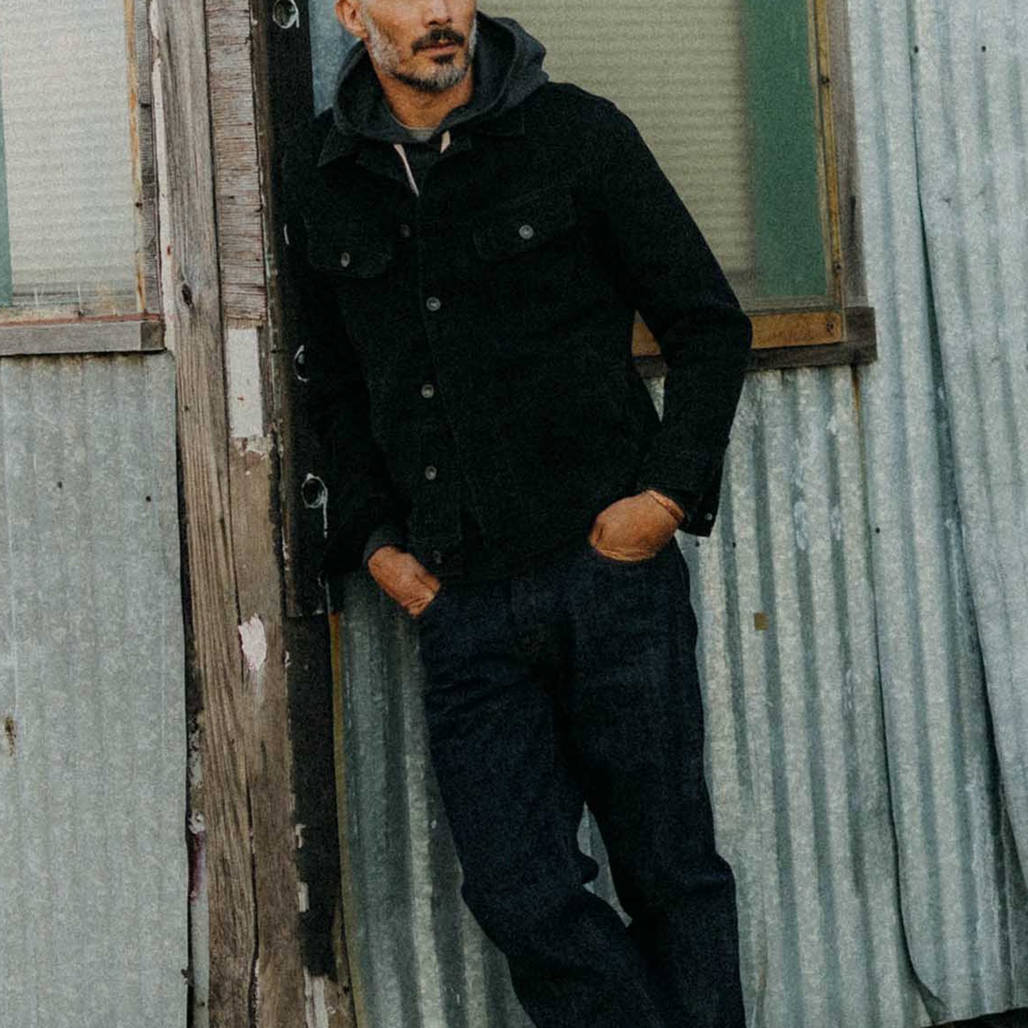 Taylor Stitch Black Indigo Waffle Long Haul Jacket